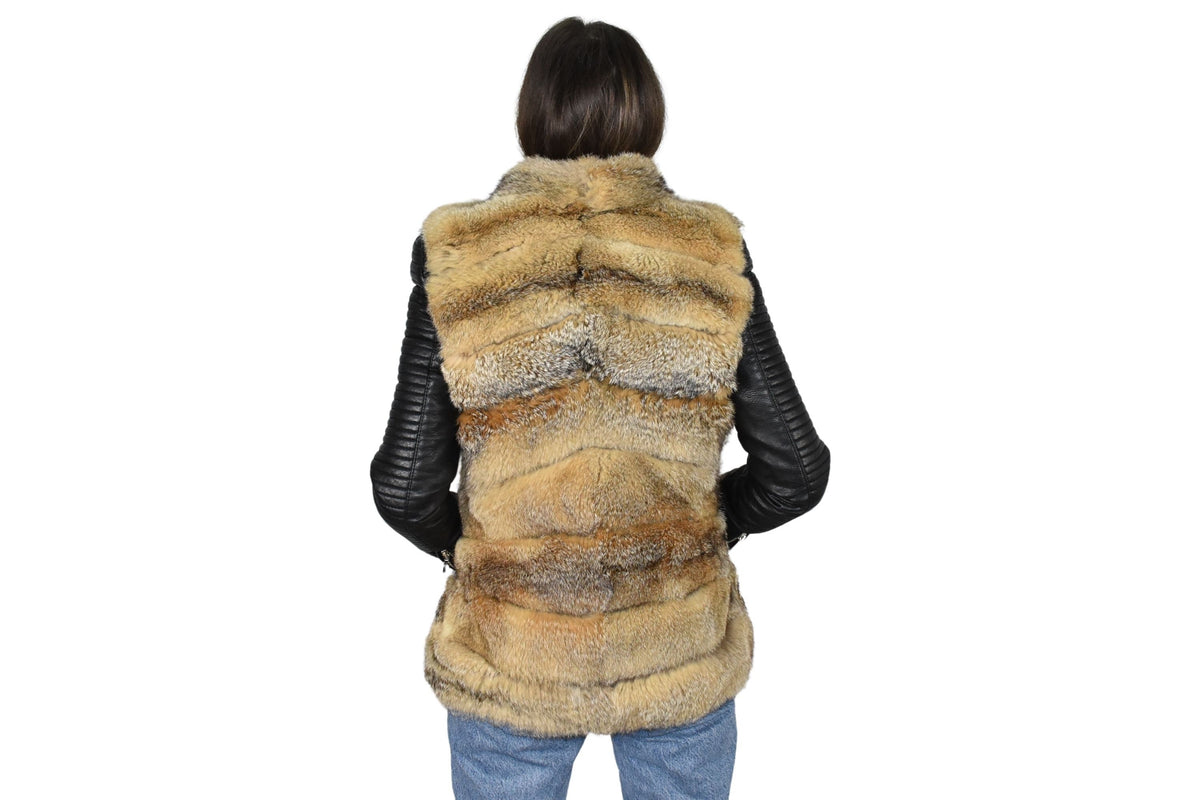 Amazing  Fur Vest | Raccoon Fur Vest  | Raccoon  Fur vest With Leather | Luxury Fur Vest