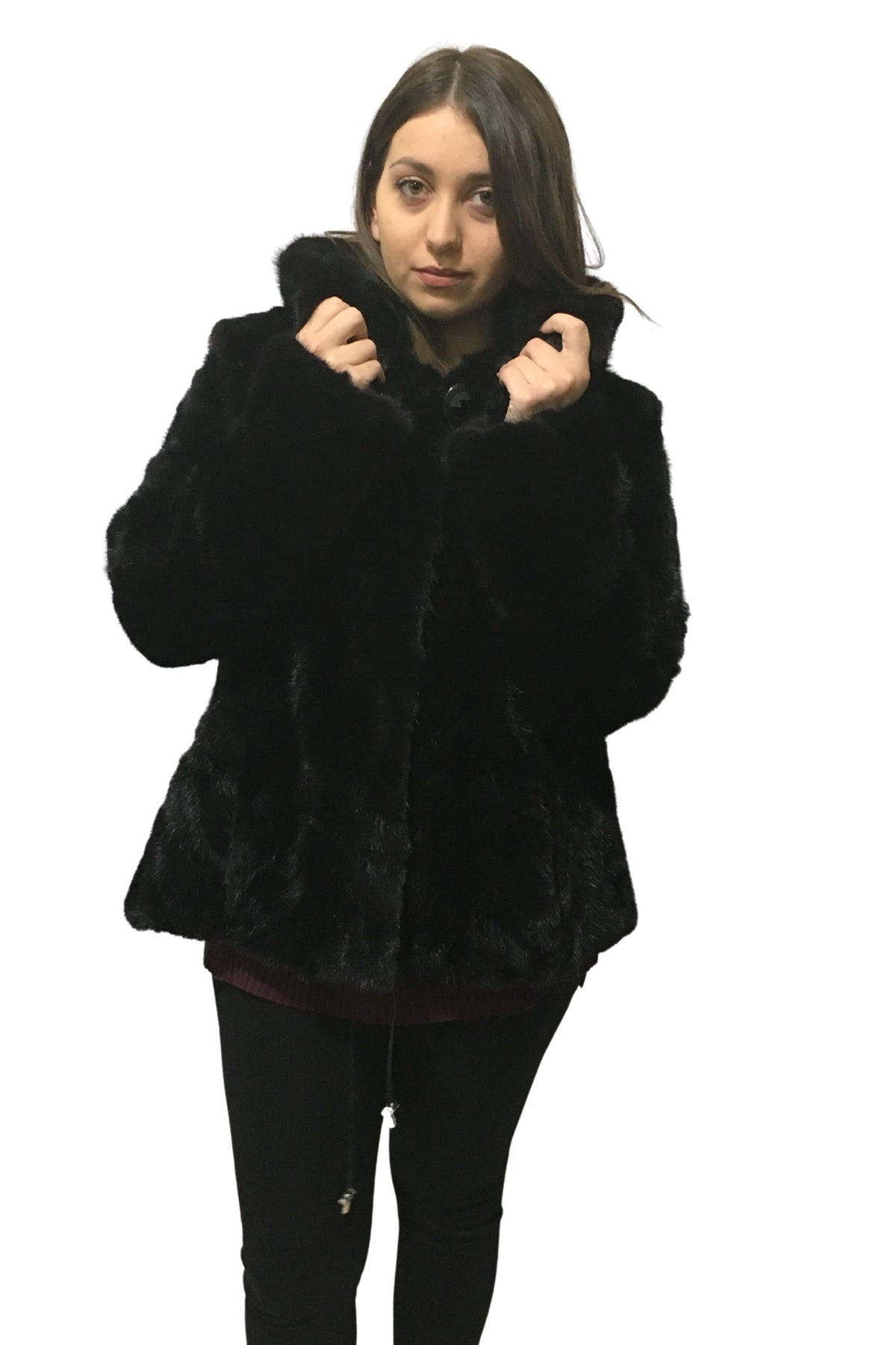 Mink Jacket With Hood  | Black Mink Jacket | Black Mink Jacket with big Hood | Premium Real Mink Fur Pelt | Luxury Fur Gift For Women