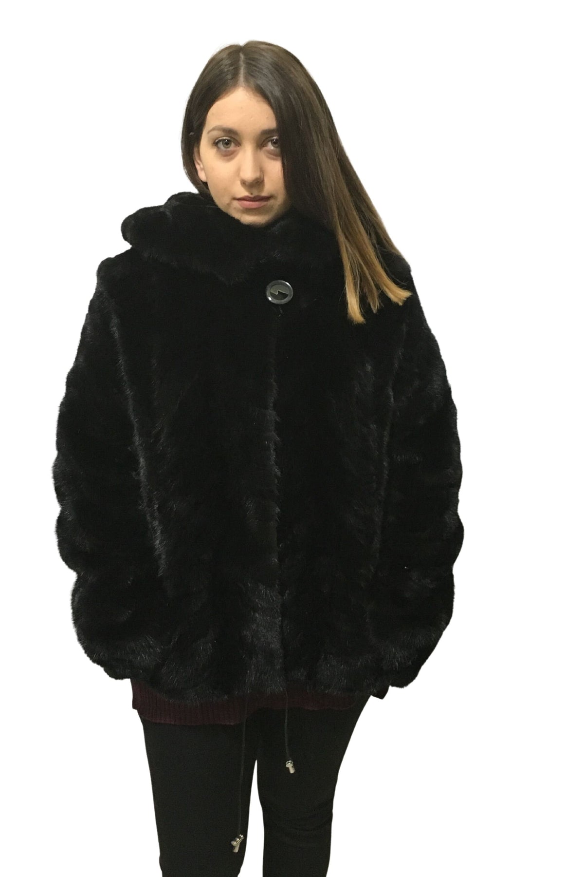 Mink Jacket With Hood  | Black Mink Jacket | Black Mink Jacket with big Hood | Premium Real Mink Fur Pelt | Luxury Fur Gift For Women