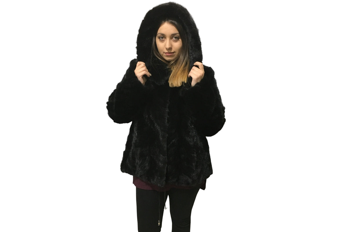 Mink Jacket With Hood  | Black Mink Jacket | Black Mink Jacket with big Hood | Premium Real Mink Fur Pelt | Luxury Fur Gift For Women