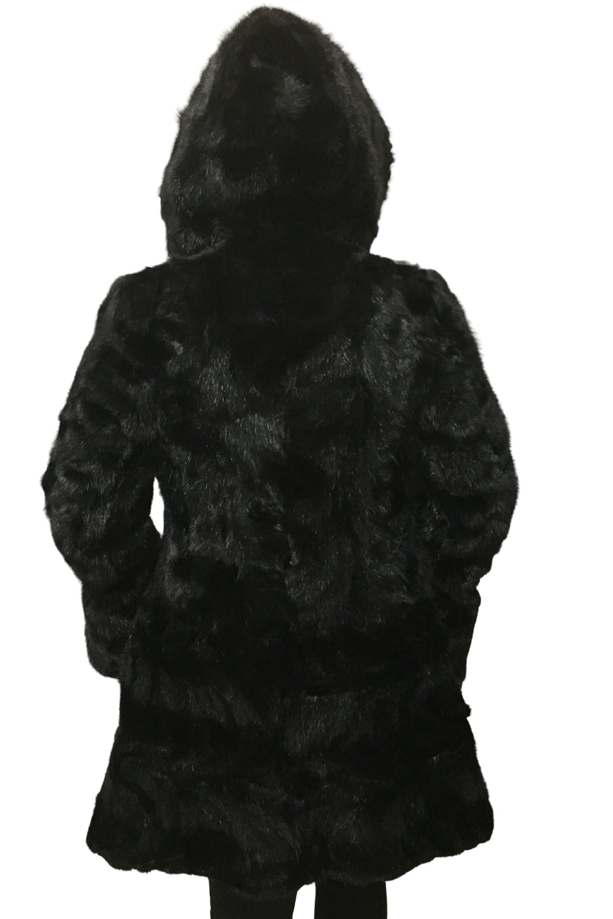 Mink Coat With Hood  | Slim Fit Hooded Mink Coat | Black Mink Coat with  Hood | Premium Real Mink Fur Pelt | Luxury Fur Gift For Women