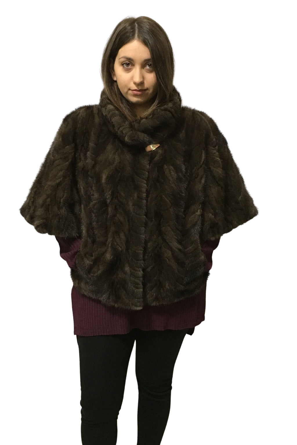 Real Brown Short Sleeved Mink Fur Jacket, Loose Fit Modern Design,Brown Mink Jacket | One size Mink Jacket Jacket