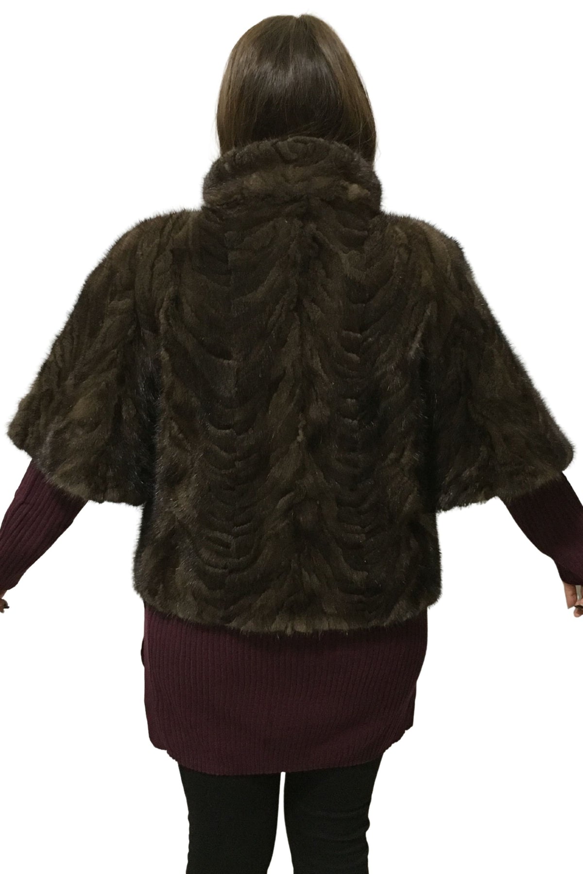 Real Brown Short Sleeved Mink Fur Jacket, Loose Fit Modern Design,Brown Mink Jacket | One size Mink Jacket Jacket