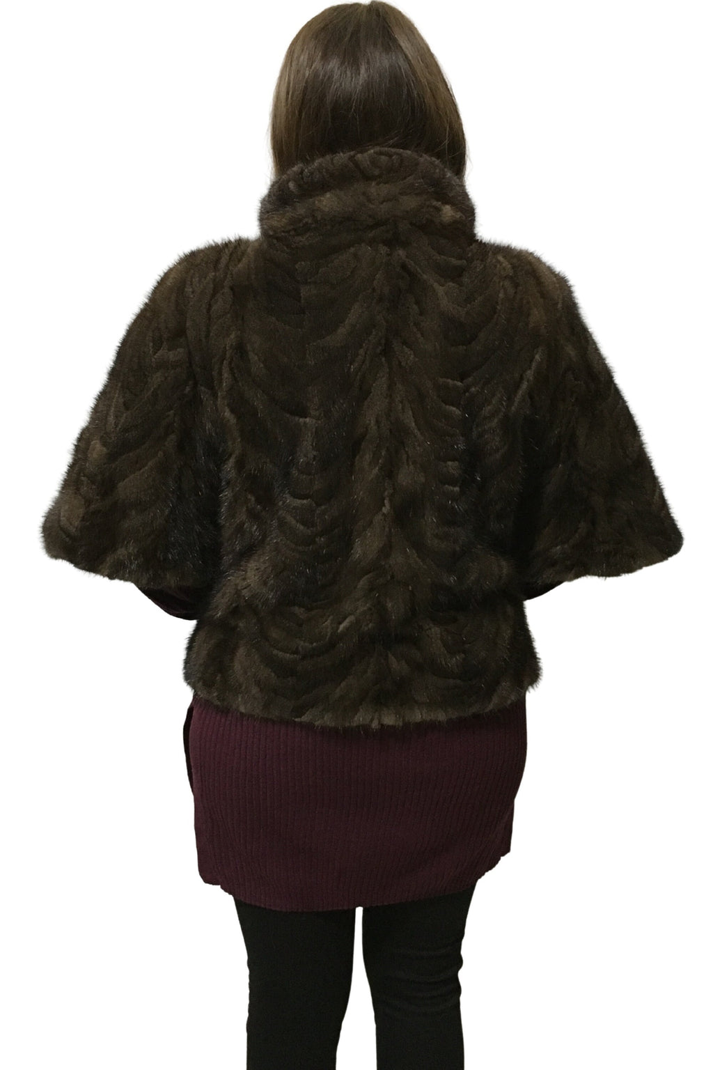 Real Brown Short Sleeved Mink Fur Jacket, Loose Fit Modern Design,Brown Mink Jacket | One size Mink Jacket Jacket