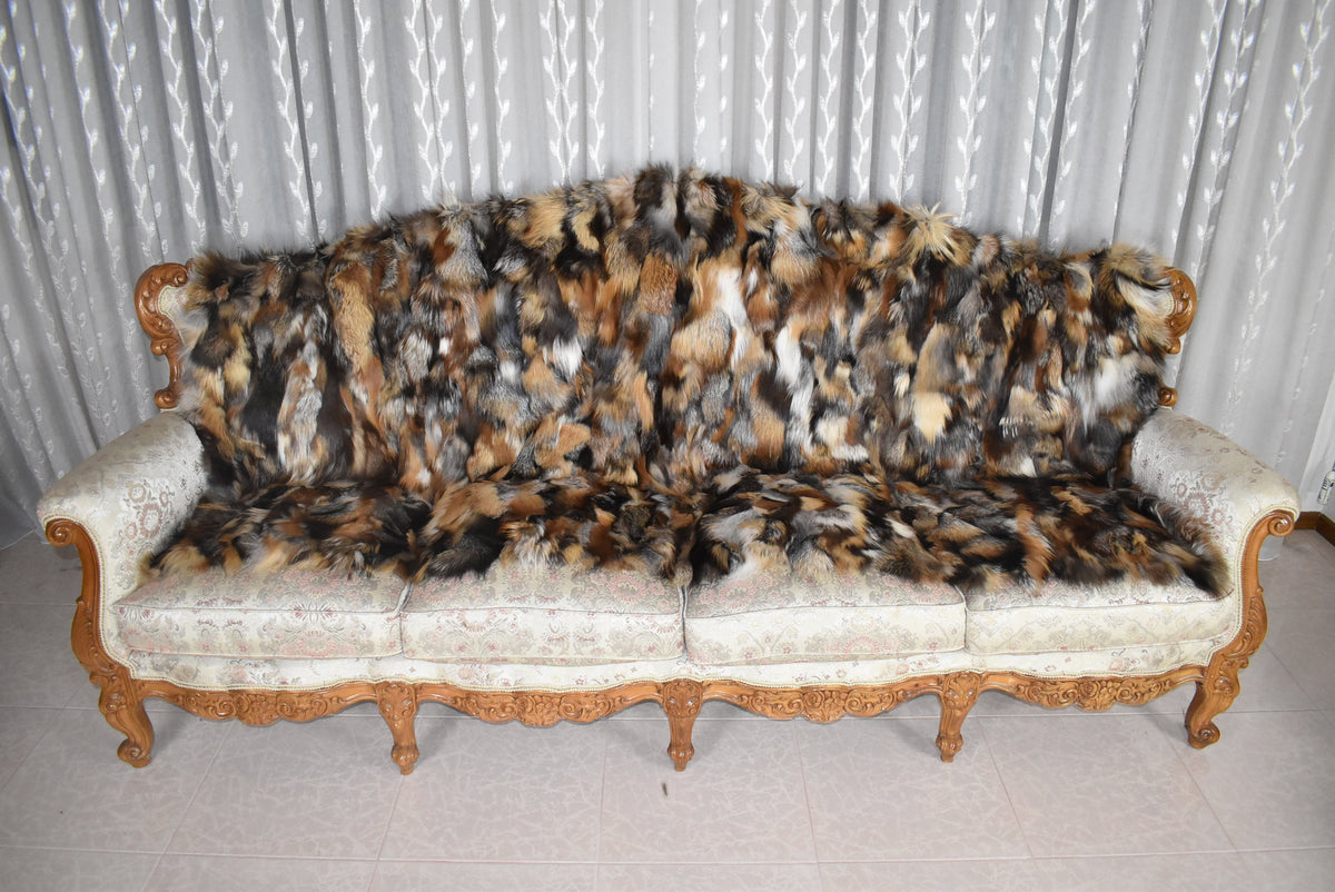 Gross Fox Fur  Blanket ,Natural Fox Fur Throw ,  Fur Throw bedspread ,Fur Fox blanket throw , 100% HANDMADE , Home Decor