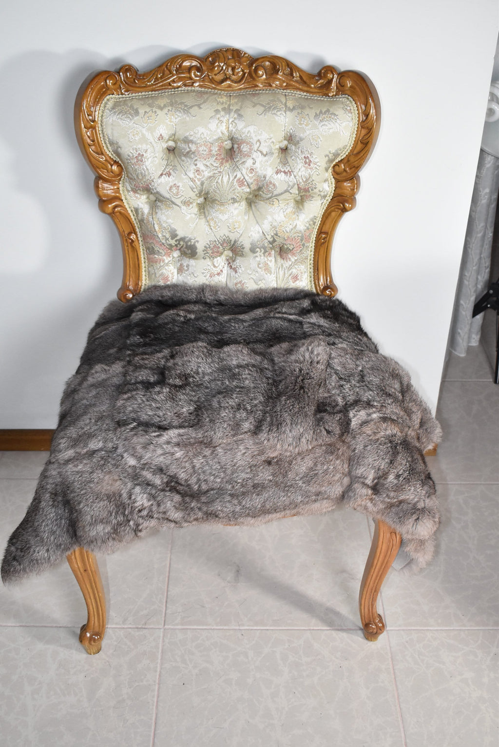 Fur Armchair Cover  | Rabbit Fur Throw | Natural Fur Chair Cover | Rabbit Fur Blanket | Fluffy Fur Rug