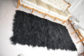 Luxurious Mongolian Lamb Throw Blanket | Mongolian Lamb Rug  | Black Fur Blanket made of Mongolian Lamb |Gift For her