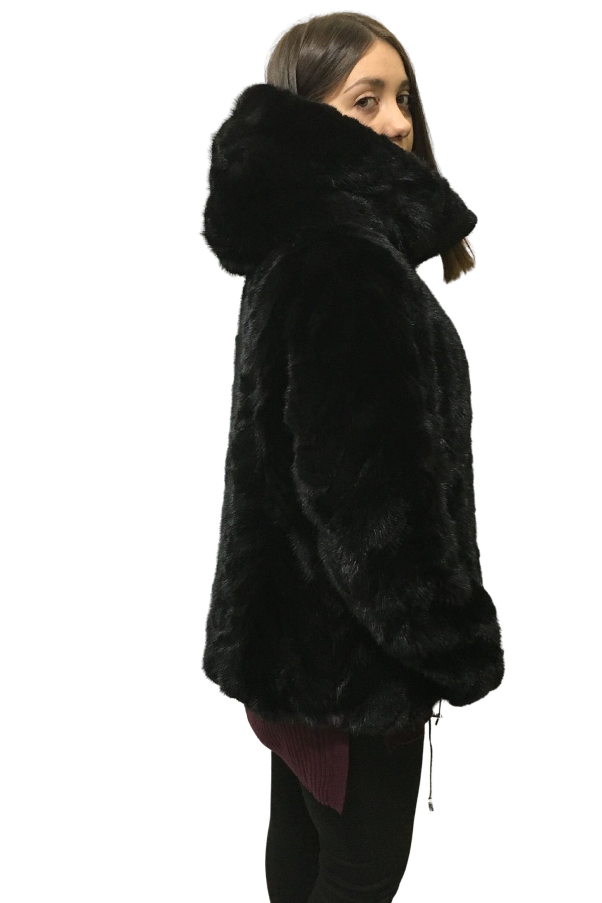 Mink Jacket With Hood  | Black Mink Jacket | Black Mink Jacket with big Hood | Premium Real Mink Fur Pelt | Luxury Fur Gift For Women