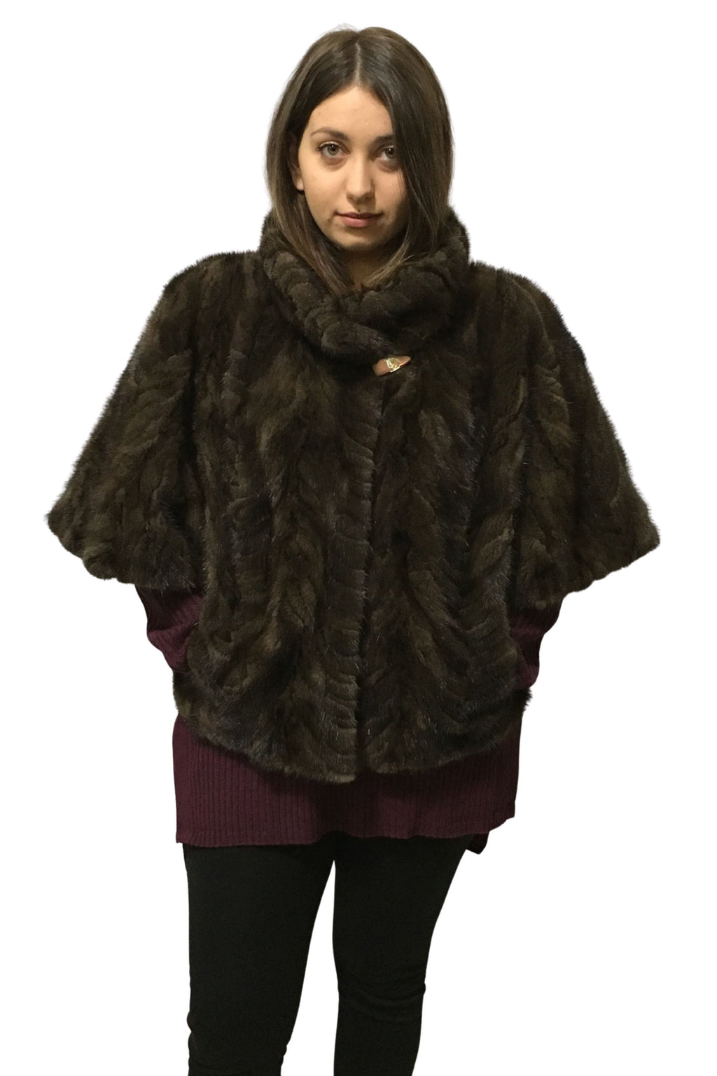 Real Brown Short Sleeved Mink Fur Jacket, Loose Fit Modern Design,Brown Mink Jacket | One size Mink Jacket Jacket