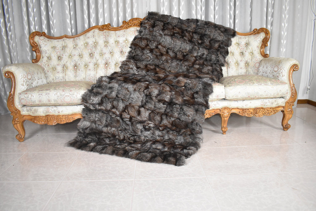 Fox Fur  Blanket , Fox Fur Throw , Crystal Fox Fur  Throw bedspread ,Fur Fox blanket throw , 100% HANDMADE , Home Decor