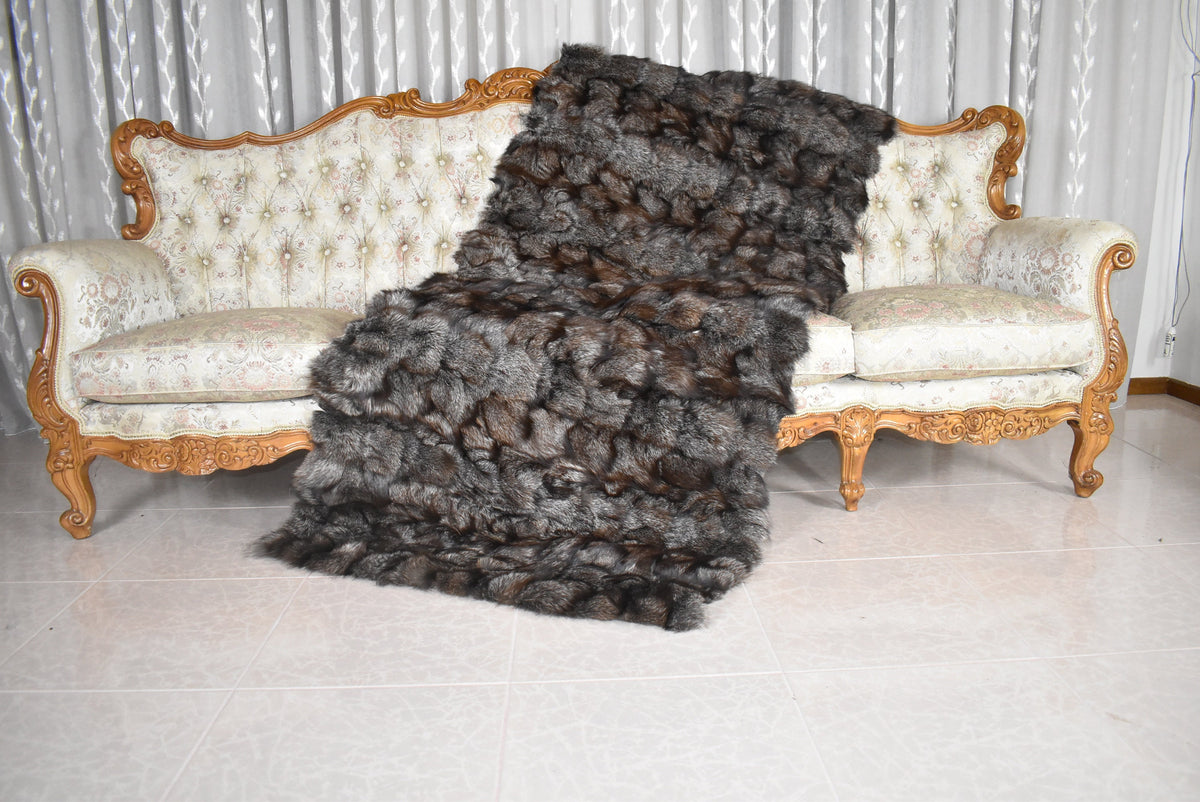 Fox Fur  Blanket , Fox Fur Throw , Crystal Fox Fur  Throw bedspread ,Fur Fox blanket throw , 100% HANDMADE , Home Decor