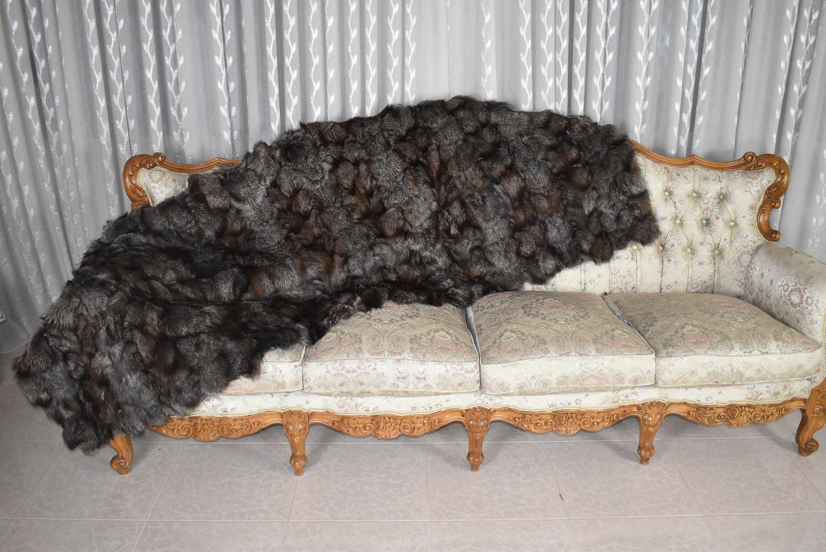 Fox Fur  Blanket , Fox Fur Throw , Crystal Fox Fur  Throw bedspread ,Fur Fox blanket throw , 100% HANDMADE , Home Decor