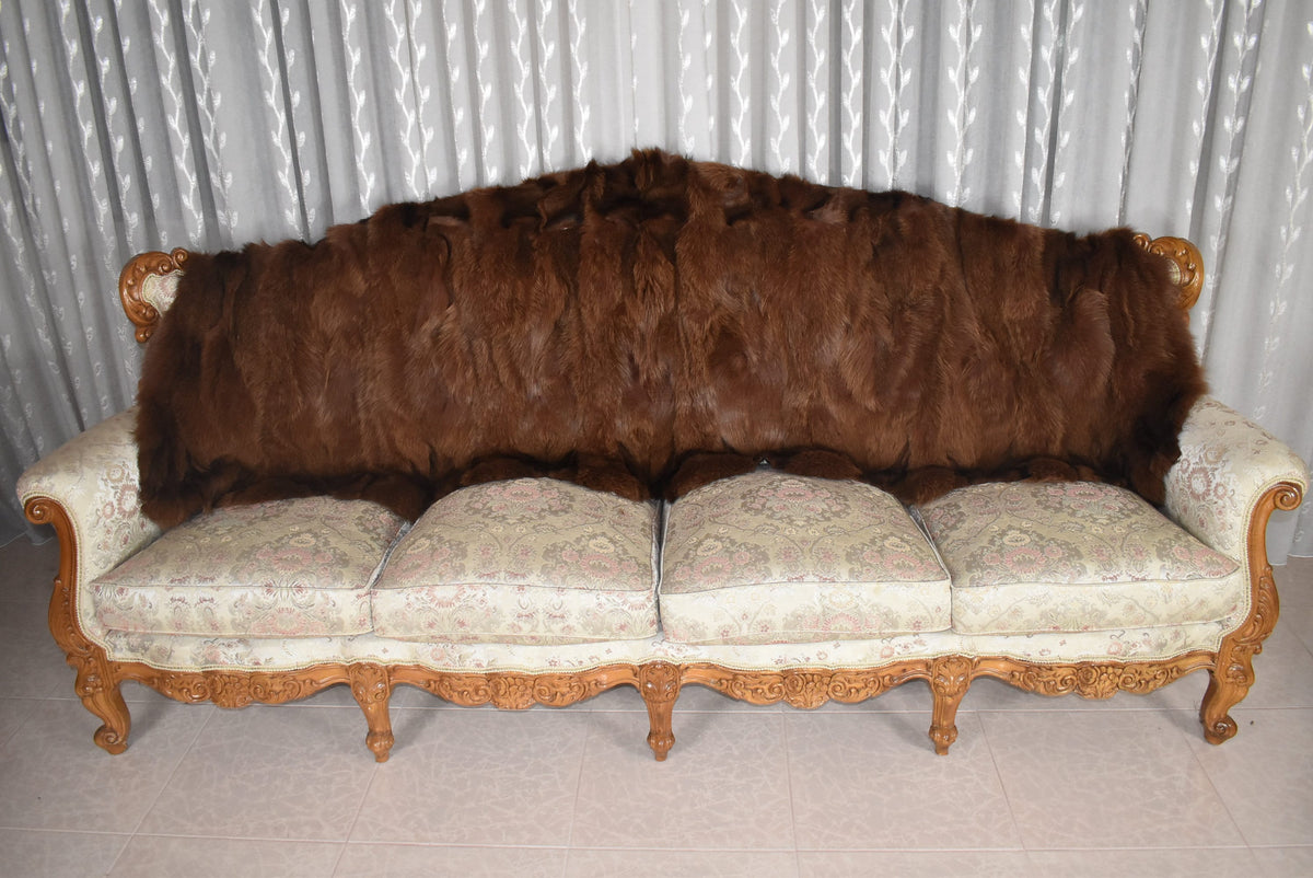 Luxury Brown Fox Fur Blanket: Velvet Lined Bedspread