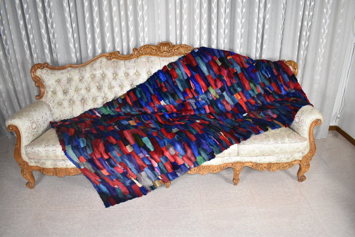 Colorfull Sheared Fox Fur Blanket Throw Cover | Sheared Fox  Fur bedspread | Sheared Fur Rug | luxury Fur Carpet
