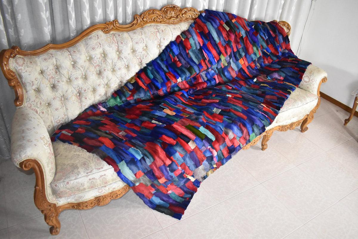 Colorfull Sheared Fox Fur Blanket Throw Cover | Sheared Fox  Fur bedspread | Sheared Fur Rug | luxury Fur Carpet