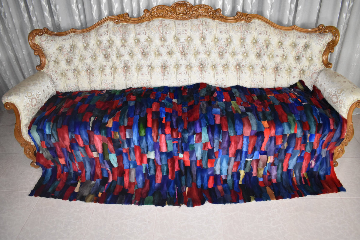 Colorfull Sheared Fox Fur Blanket Throw Cover | Sheared Fox  Fur bedspread | Sheared Fur Rug | luxury Fur Carpet