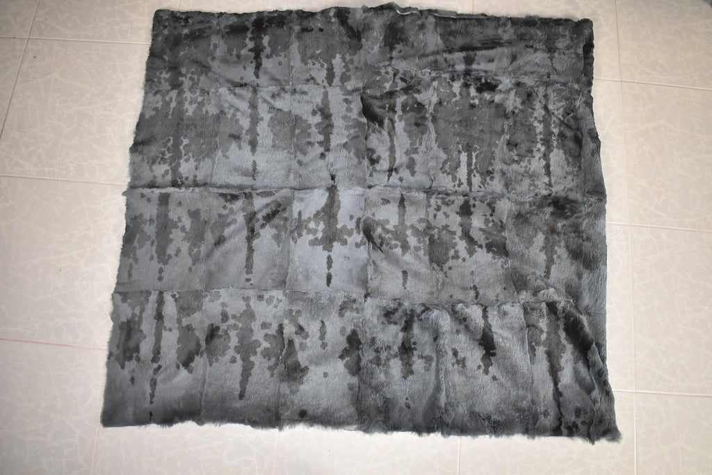 Sheared Rabbit Fur Throw Blanket: Black Velvet Lining