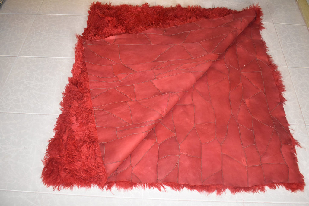 Genuine Sheepskin Fur Throw Blanket Rug | Red Sheepskin Fur Blanket Throw