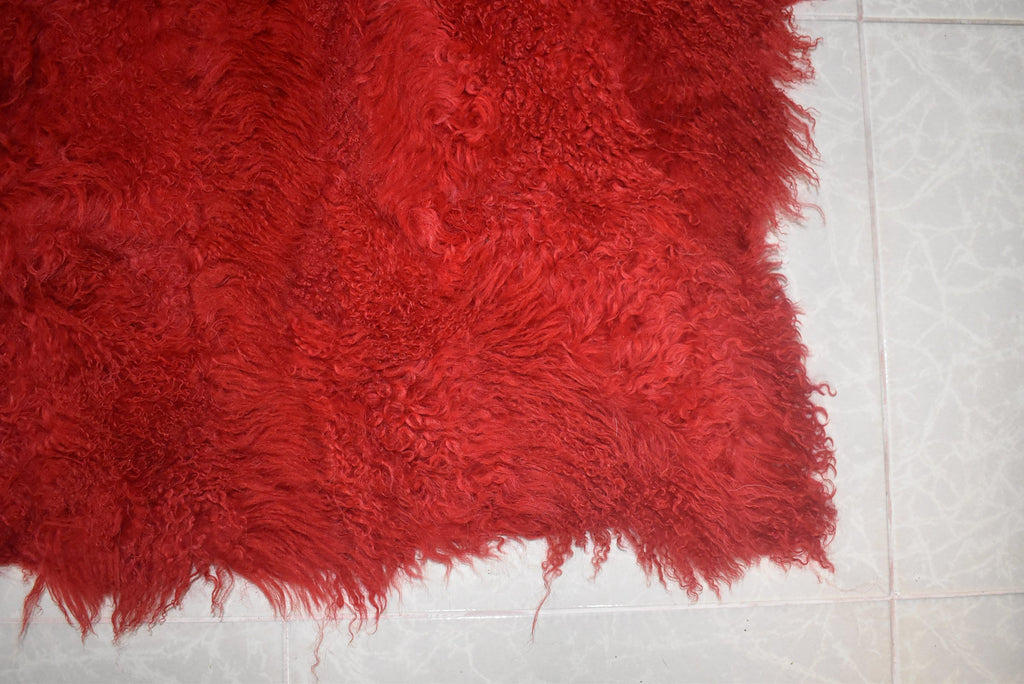 Genuine Sheepskin Fur Throw Blanket Rug | Red Sheepskin Fur Blanket Throw