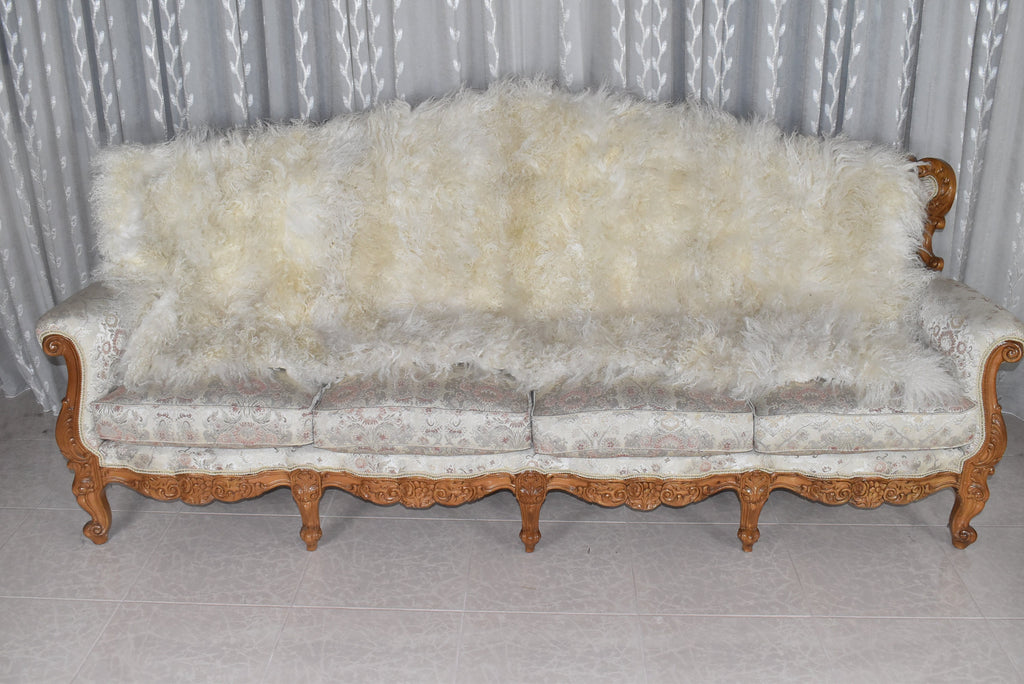 Luxurious Mongolian Lamb Throw Blanket | Mongolian Lamb Rug  | White Cream Fur Blanket made of Mongolian Lamb |Gift For her
