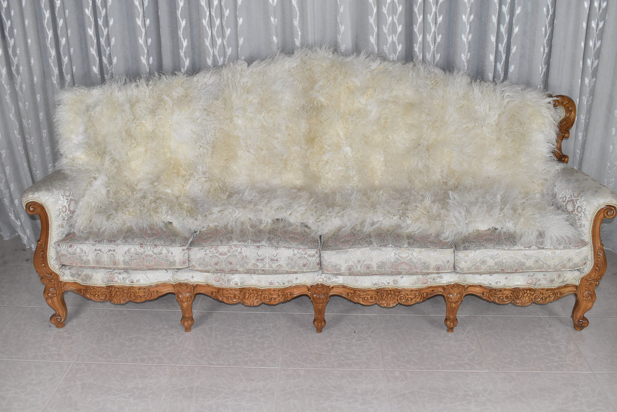 Luxurious Mongolian Lamb Throw Blanket | Mongolian Lamb Rug  | White Cream Fur Blanket made of Mongolian Lamb |Gift For her