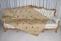 Handmade Beige Leather Sofa Throw: Natural Lambskin Blanket