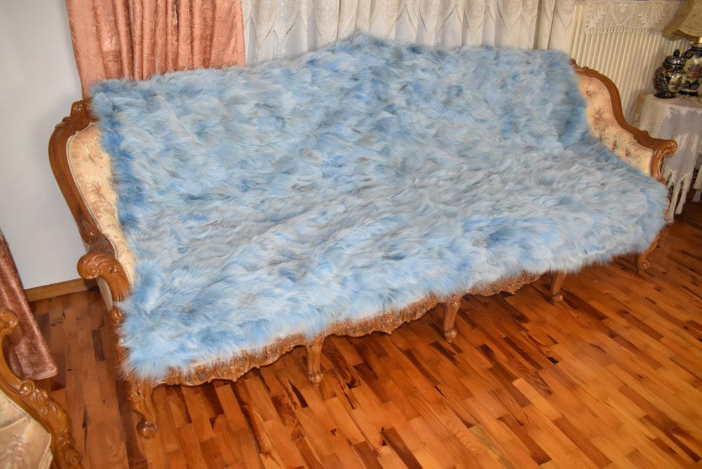 Luxurious Coyote fur Blanket |Blue Coyote  Fur Throw | Warm Fur Blanket | Luxury Sofa Cover | Fur Throw For yout bedroom