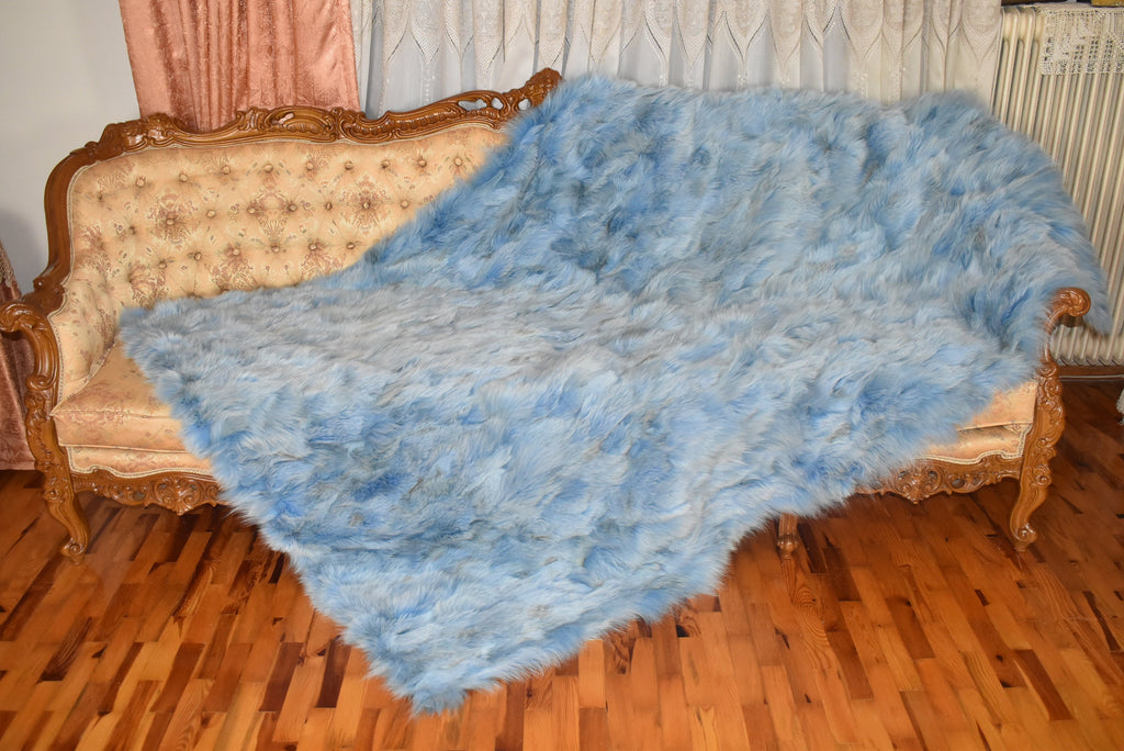 Luxurious Coyote fur Blanket |Blue Coyote  Fur Throw | Warm Fur Blanket | Luxury Sofa Cover | Fur Throw For yout bedroom