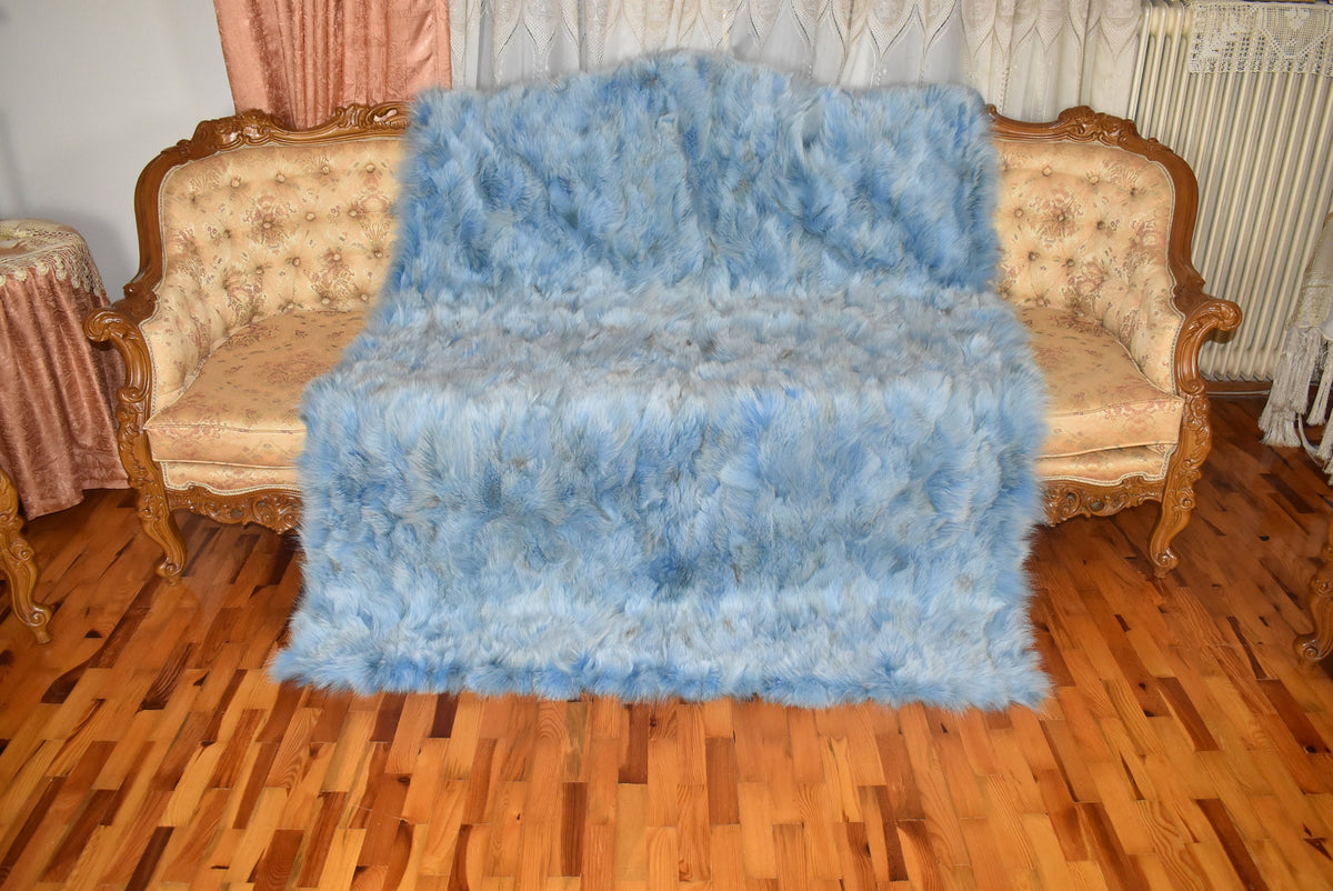 Luxurious Coyote fur Blanket |Blue Coyote  Fur Throw | Warm Fur Blanket | Luxury Sofa Cover | Fur Throw For yout bedroom