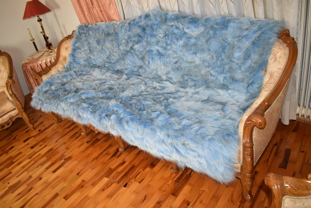Luxurious Coyote fur Blanket |Blue Coyote  Fur Throw | Warm Fur Blanket | Luxury Sofa Cover | Fur Throw For yout bedroom