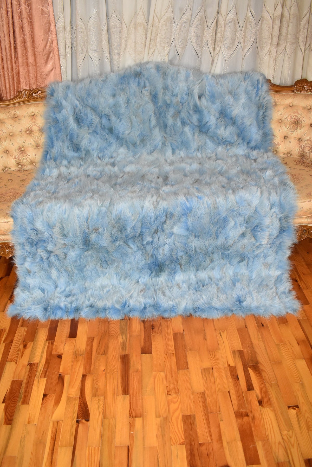 Luxurious Coyote fur Blanket |Blue Coyote  Fur Throw | Warm Fur Blanket | Luxury Sofa Cover | Fur Throw For yout bedroom