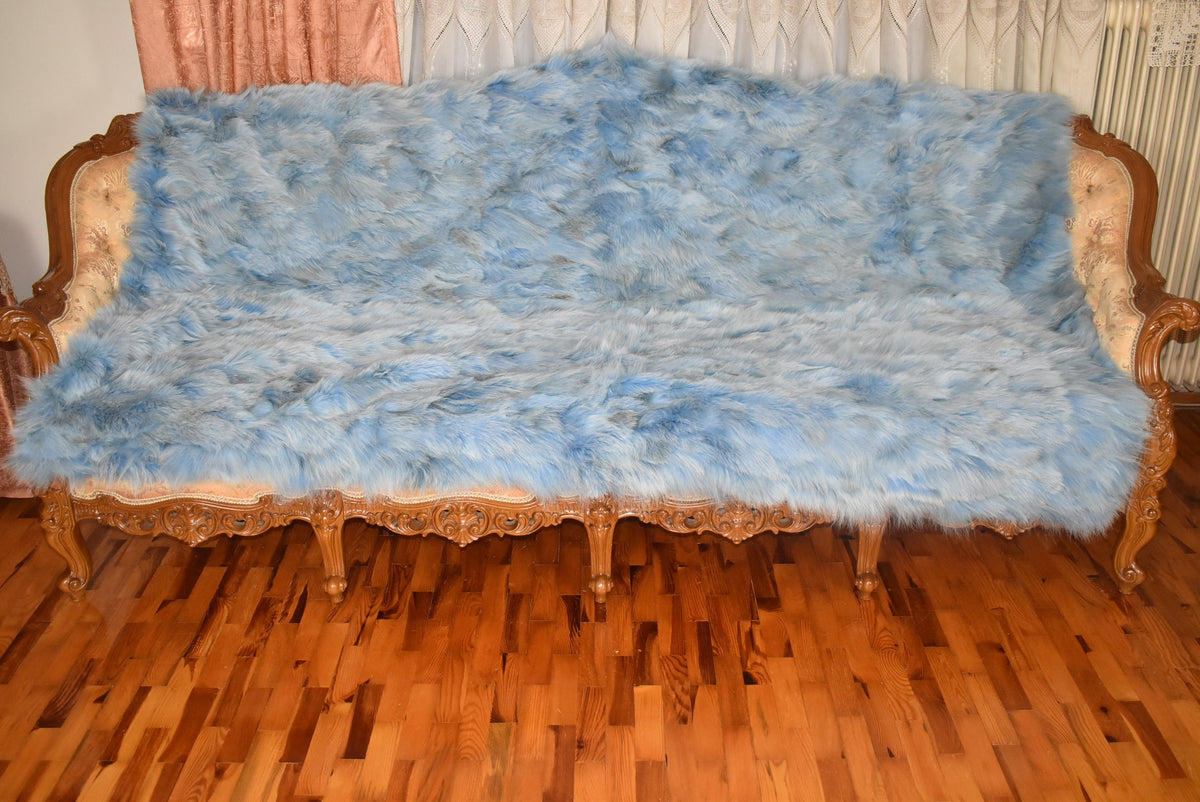 Luxurious Coyote fur Blanket |Blue Coyote  Fur Throw | Warm Fur Blanket | Luxury Sofa Cover | Fur Throw For yout bedroom