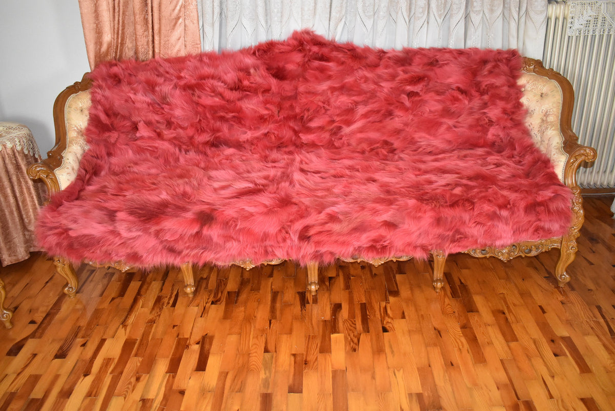 Luxurious Coyote fur Blanket | Red Coyote  Fur Throw | Warm Fur Blanket | Luxury Sofa Cover | Fur Throw For yout bedroom