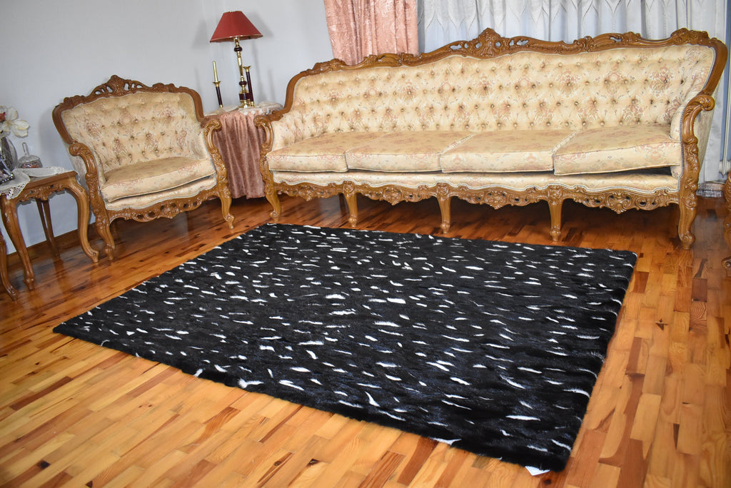 Luxurious Mink  fur Blanket | Black & white Fur Throw | Warm Mink Fur Blanket | Luxury Sofa Cover | Fur Throw For yout bedroom