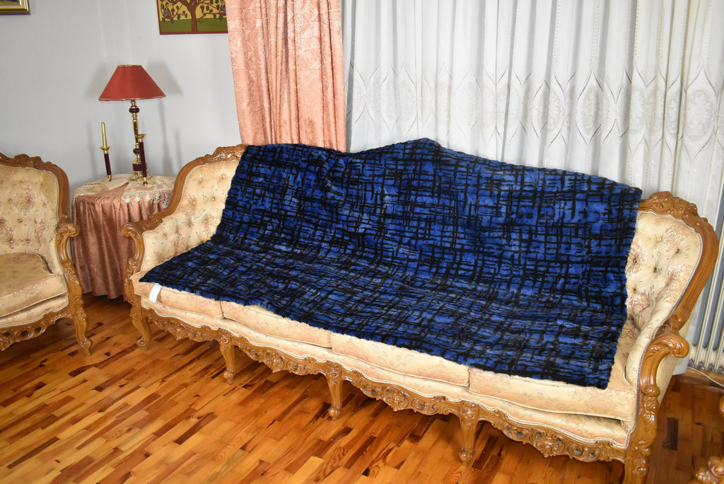 Luxurious Mink fur Blanket | Blue Fur Sofa Throw | Warm Mink Fur Blanket | Luxury Sofa Cover | Fur Throw For yout bedroom