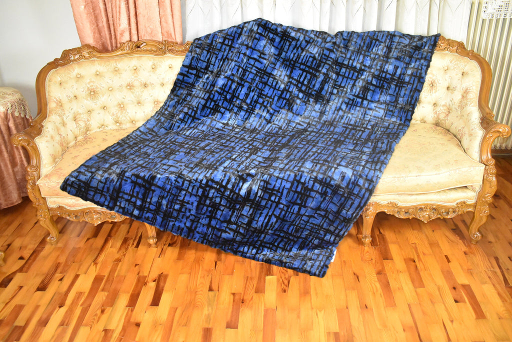 Luxurious Mink fur Blanket | Blue Fur Sofa Throw | Warm Mink Fur Blanket | Luxury Sofa Cover | Fur Throw For yout bedroom
