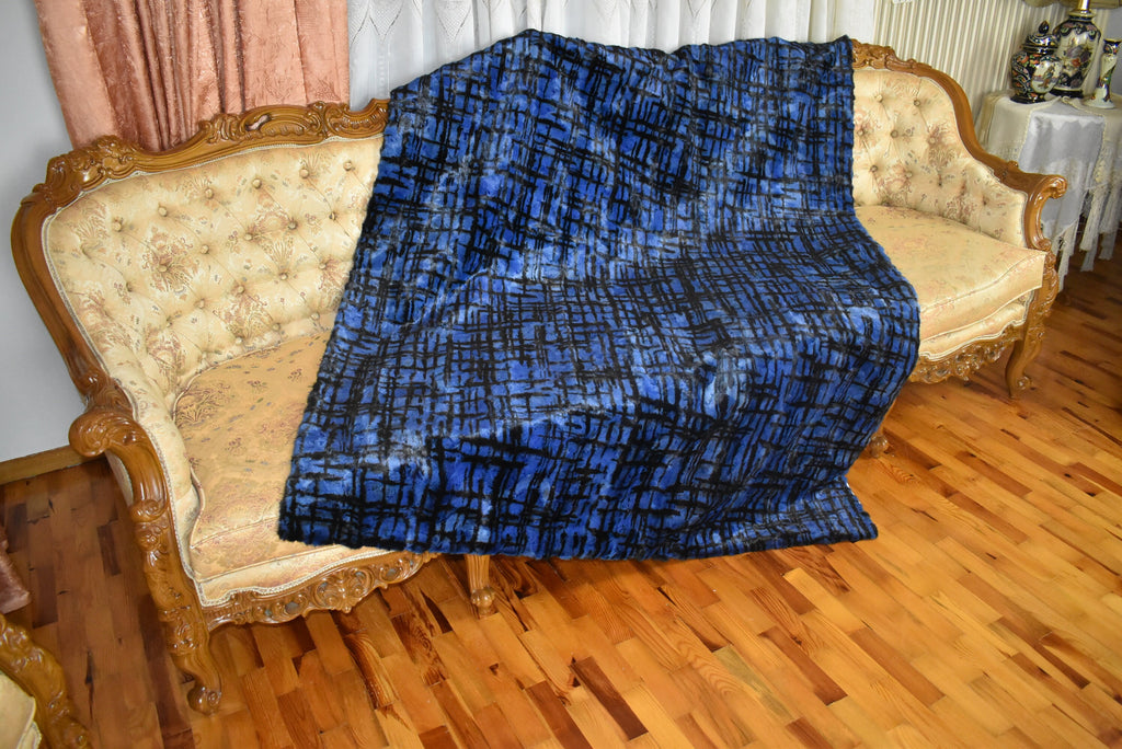 Luxurious Mink fur Blanket | Blue Fur Sofa Throw | Warm Mink Fur Blanket | Luxury Sofa Cover | Fur Throw For yout bedroom