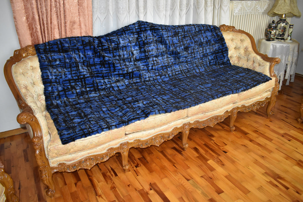 Luxurious Mink fur Blanket | Blue Fur Sofa Throw | Warm Mink Fur Blanket | Luxury Sofa Cover | Fur Throw For yout bedroom