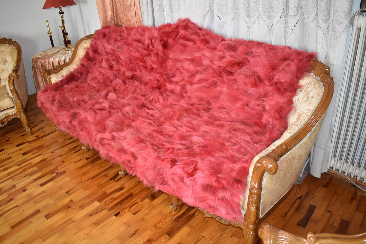 Luxurious Coyote fur Blanket | Red Coyote  Fur Throw | Warm Fur Blanket | Luxury Sofa Cover | Fur Throw For yout bedroom