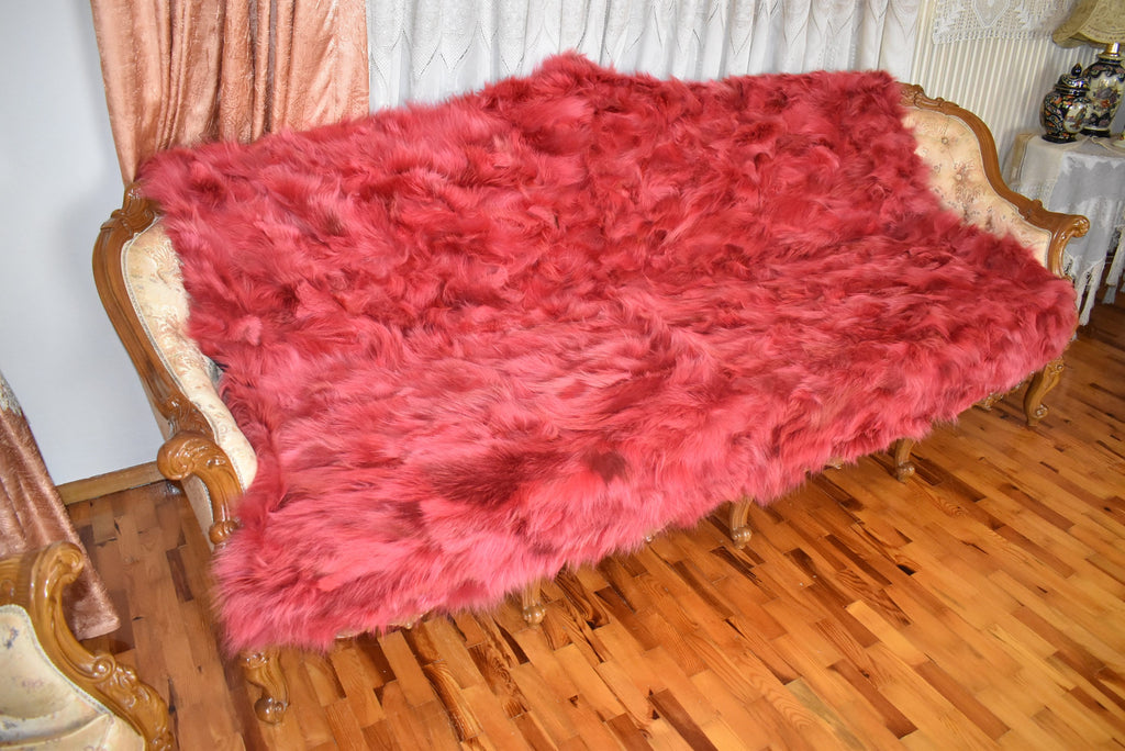 Luxurious Coyote fur Blanket | Red Coyote  Fur Throw | Warm Fur Blanket | Luxury Sofa Cover | Fur Throw For yout bedroom