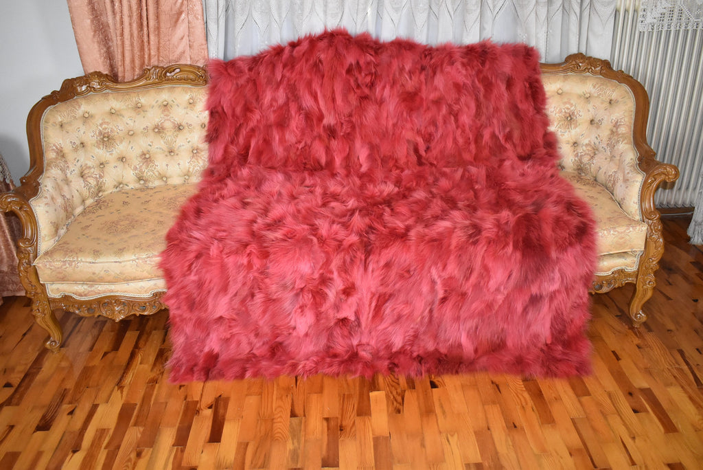 Luxurious Coyote fur Blanket | Red Coyote  Fur Throw | Warm Fur Blanket | Luxury Sofa Cover | Fur Throw For yout bedroom