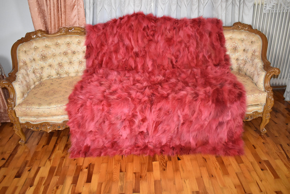 Luxurious Coyote fur Blanket | Red Coyote  Fur Throw | Warm Fur Blanket | Luxury Sofa Cover | Fur Throw For yout bedroom
