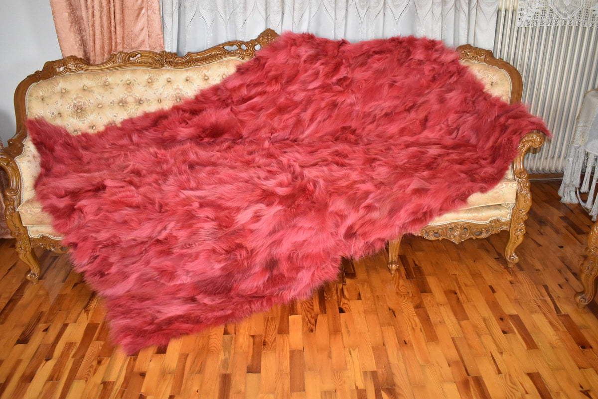 Luxurious Coyote fur Blanket | Red Coyote  Fur Throw | Warm Fur Blanket | Luxury Sofa Cover | Fur Throw For yout bedroom