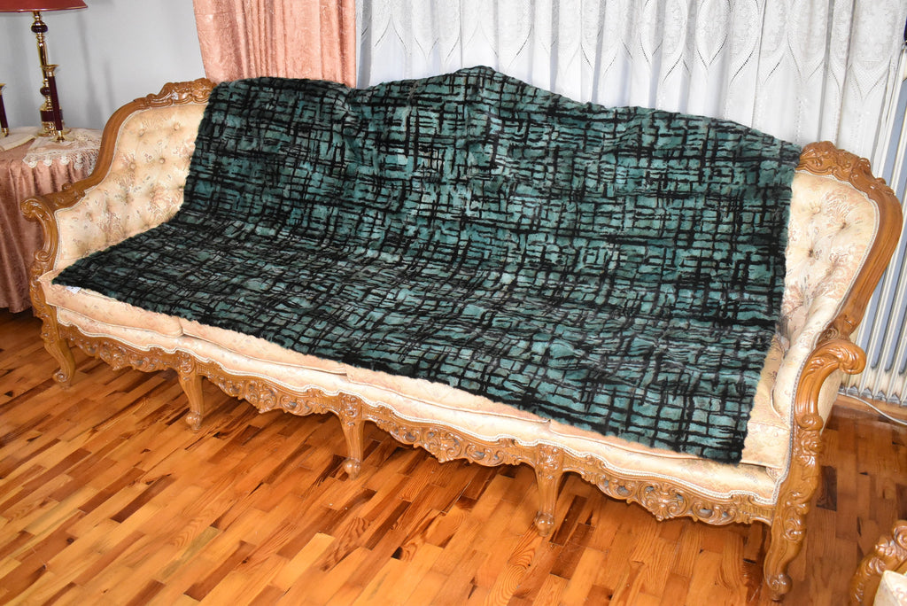 Fur Sofa Cover |Mink Fur  Blanket Green Color | LUXURY  Fur Sofa Throw | Warm Mink Fur Blanket | Mink Fur Carpet | Gift For Her