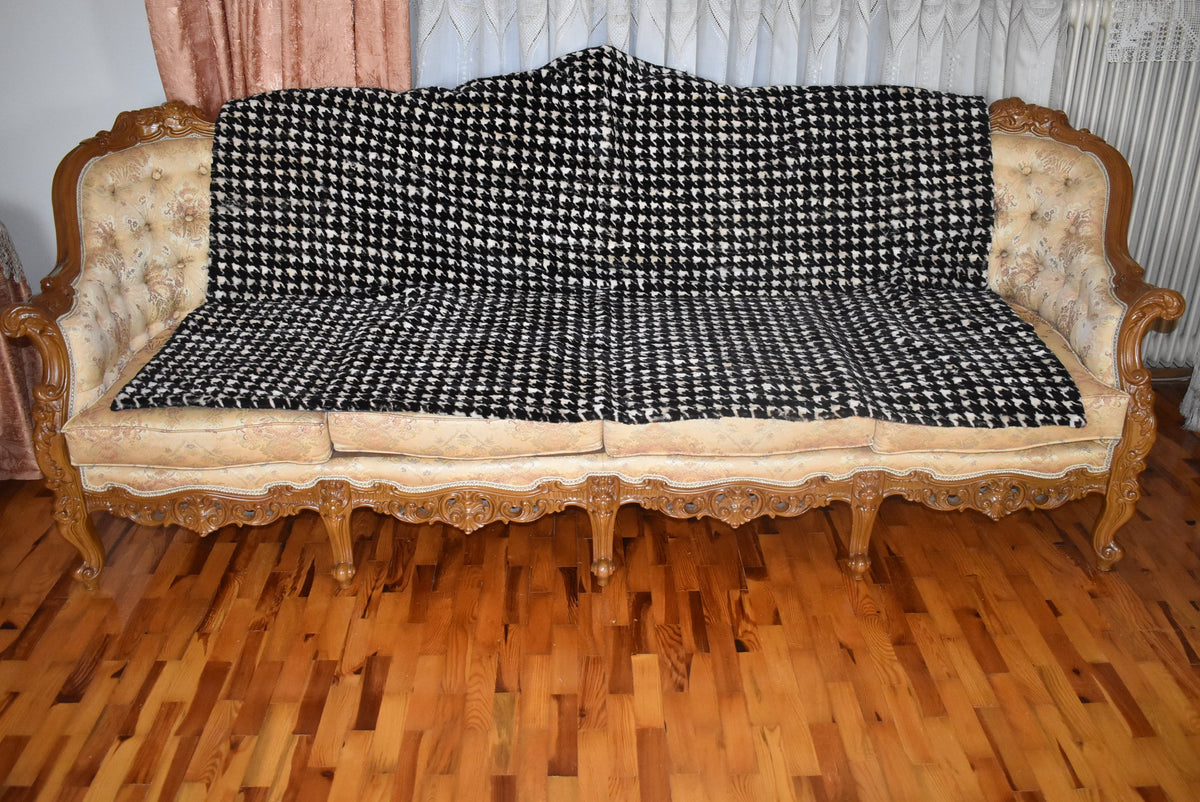 Mink fur blanket Black and White Color | Fur Sofa Cover | luxury fur Carpet | Mink Fur Throw