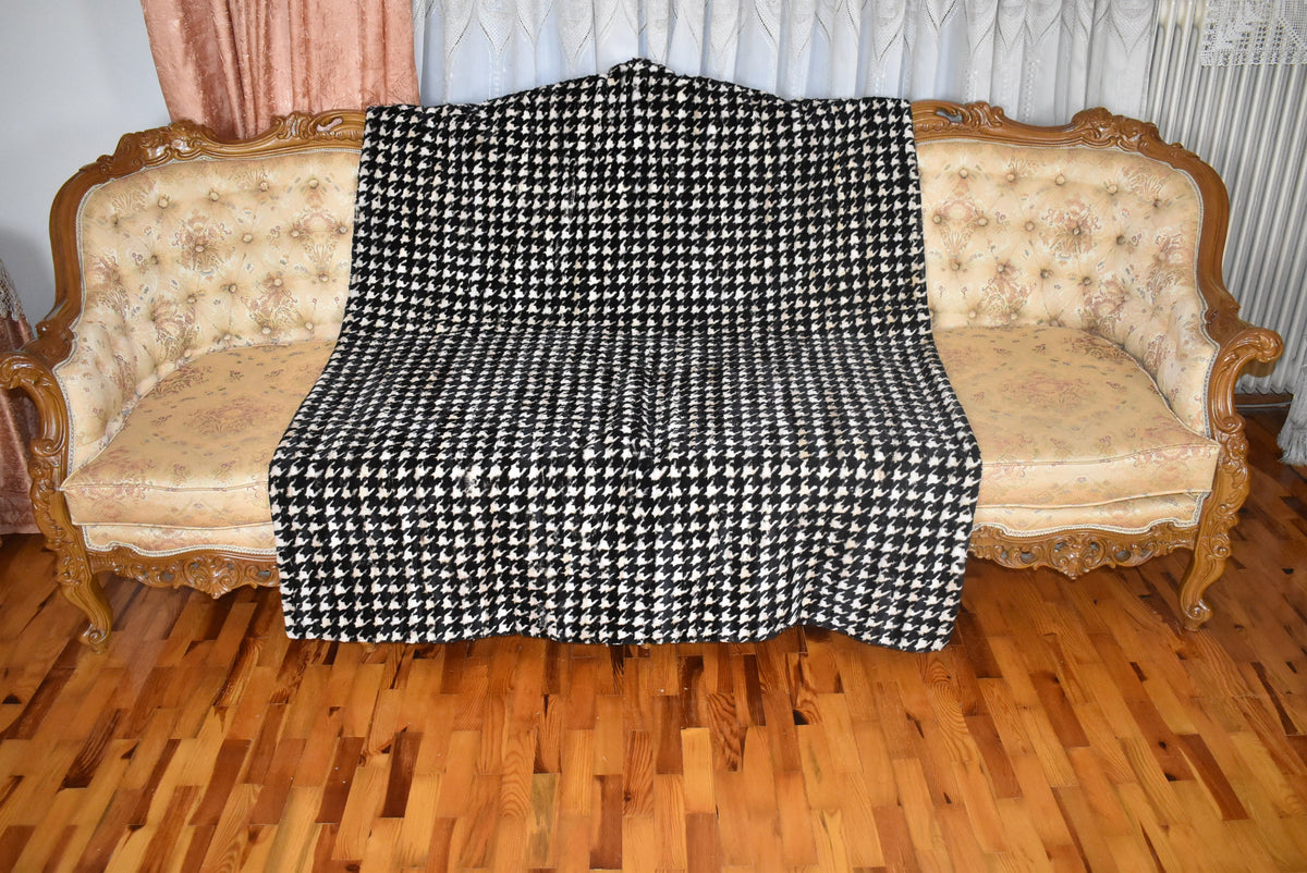 Mink fur blanket Black and White Color | Fur Sofa Cover | luxury fur Carpet | Mink Fur Throw