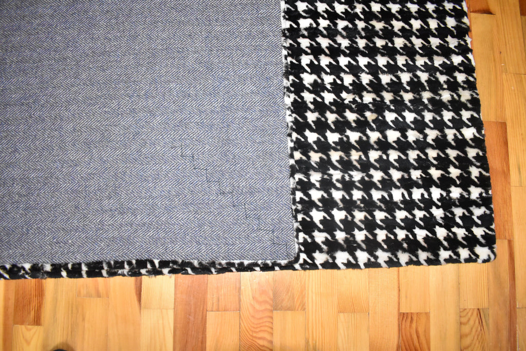 Mink fur blanket Black and White Color | Fur Sofa Cover | luxury fur Carpet | Mink Fur Throw