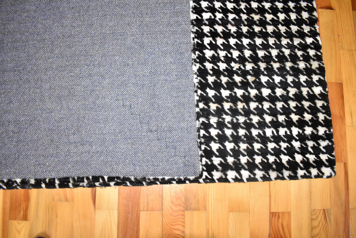 Mink fur blanket Black and White Color | Fur Sofa Cover | luxury fur Carpet | Mink Fur Throw