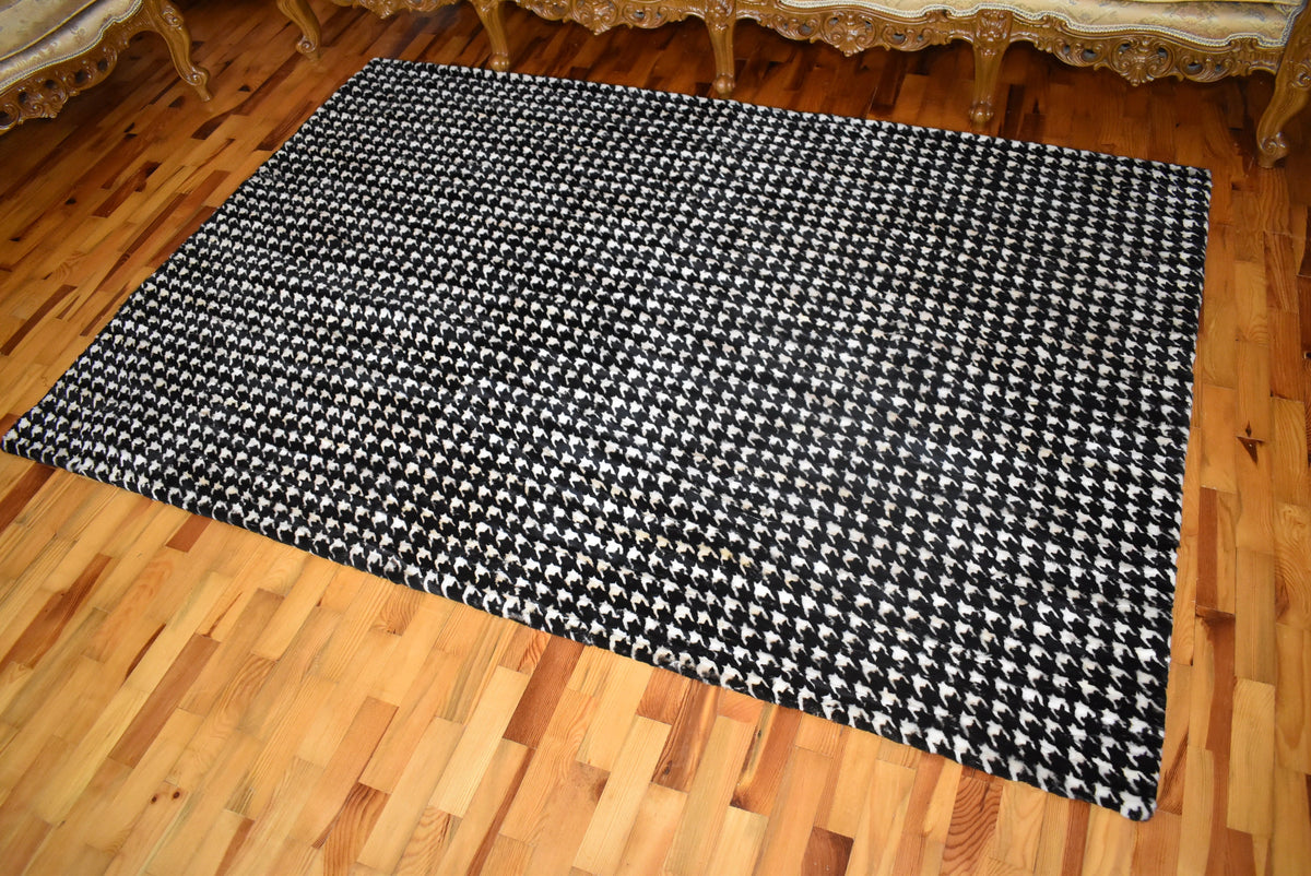 Mink fur blanket Black and White Color | Fur Sofa Cover | luxury fur Carpet | Mink Fur Throw