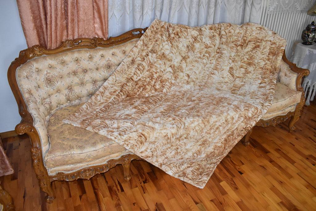 Fur Sofa Cover | Mink Fur  Blanket ir a Rare  Color | LUXURY  Fur Sofa Throw | Warm Mink Fur Blanket | Mink Fur Carpet | Gift For Her